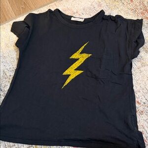 rag & bone Black Tee with Yellow Lightning Graphic